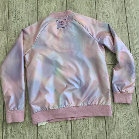 Disney World 50th Anniversary Pink Iridescent Bomber Jacket Kids M - Picture 11 of 12